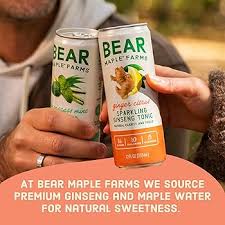 Amazon.com: Bear Maple Farms Sparkling Ginseng Tonic, Natural Focus &  Clarity from Ginseng, No Caffeine, 5-10 calories per serving, Naturally  Sweetened, 12oz can