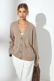 Strick-Cardigan aus Wollmischung Beige | NA-KD