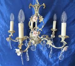 Porzellan Rosen Kronleuchter Kristall Cremegold Chippendale