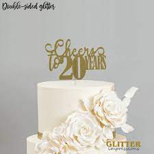 Cheers To 20 Years Cake Topper 20th Birthday Cake Topper Etsy Birthday Cake Toppers 50th Birthday Cake Toppers Glitter Birthday Cake