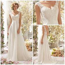 V Neck A Line Wedding Dress Chiffon With Beads By Ellepromdress 126 90 Wedding Gowns A Line Wedding Dress Wedding Dresses