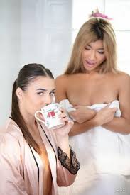 Kiere and her hot lesbian girlfriend Kata Fire strip naked and lick each  others delicious pussies hard