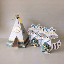 3 Boites A Dragees Raton Tribu Boule Pvc Bapteme Garcon Par Ateliersrossart Sur Etsy Https Www Etsy Com Fr Listing 632174 Boite Dragees Fanion Theme Indien