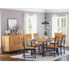 Solid wood dining room set is manufactured unlike composite wood, mdf, or. Salineno Rustic Mango Wood 8 Piece Industrial Dining Room Set