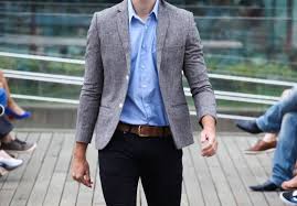 Black Blazer Grey Pants Blue Shirt Mens Street Style Grey Blazer Blue Shirt Black Jeans Blue Shirt Men Gray Blazer Men Blazers For Men