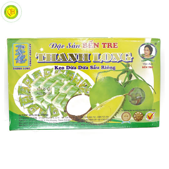 Kẹo dừa Thanh Long dứa sầu riêng hộp 400g
