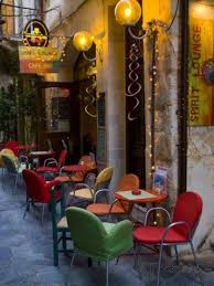 Outdoor Cafe Seating Chania Crete Greece Photographic Print Darrell Gulin Allposters Com Cafe Seating Outdoor Cafe Cosy Cafe
