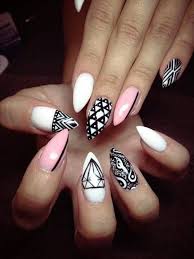 Black And White Almond Shaped Nails Zoya A S Photo Almond Nails Designs Fancy Nails Nails