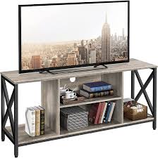 Choose from simple metal stands to traditional cabinets with storage space. Buy Yaheetech Tv Stand For 65 Inch Tv Console Table With Storage Shelves Cabinet 55 Wood Entertainment Center For Living Room Industrial Modern Style Tv Cabinet For Flat Screens Gray Online In