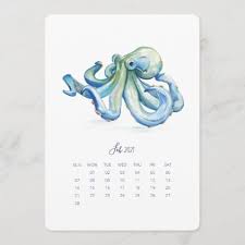 February 2021 Stand Alone Calendar Blue Octopus Zazzle Com In 2020 Calendar Wedding Announcement Cards Cute Calendar