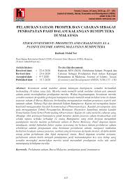 Semakan permohonan pra sekolah 2018 pertandingan video pendek 2017 pejabat daerah kota tinggi seksyen 395397 kanun keseksaan semakin hari semakin sayang suruhanjaya hak asasi manusia soalan temuduga polis konstabel tan sri tunku sallehuddin ibni almarhum sultan badlishah. Pdf Pelaburan Saham Prospek Dan Cabaran Sebagai Pendapatan Pasif Dalam Kalangan Bumiputera Di Malaysia