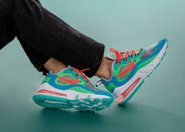 Women Nike Air Max 270 React Blue Lagoon At6174 300 Blue Green Orange In 2020 Nike Air Max Air Max 270 Nike