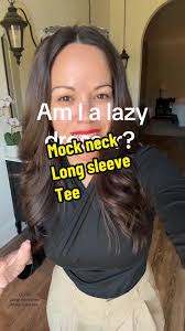 Long sleeve wrap mock neck Tee is easy to pair. Here’s how I wore it to an  outside client meeting where I was walking around