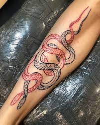 Aesthetic Black And Red Snake Tattoo Black And Red Snake Tattoo Snake Tattoo Leg Red Snake Tattoo