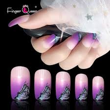 Butterflies have inspired many nail designs and butterfly nail art is so popular right now. 24pcs Butterfly Ballet Dancer S False Fingernails Gradient Purple Butterfly Pattern Coffin Shaped False Fingernails Beauty And Manicure Art Wish