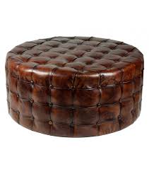 You may say that leather cover for sofas, sectionals, and tables are not special thing. Antique Brown Leather Round Button Tufted Coffee Table Ottoman