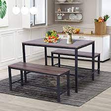 Shop for farmhouse dining sets in dining room sets. Buy Maison Arts 3 Piece Dining Room Table Set For 4 Space Saving Kitchen Table Set With Benches Modern Compact Farmhouse Dining Table And Chairs Industrial Soho Counter Height Rectangle Dining Table Set