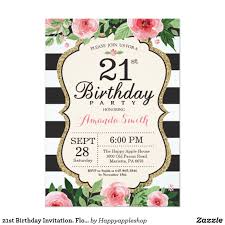 Black And Gold 21st Birthday Invitations 21st Birthday Invitation Floral Pink Gold Black Invitation Zazzle Com 60th Birthday Invitations Birthday Invitations 50th Birthday Invitations