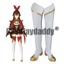Genshin Impact Knights of Favonius Outrider Amber Cosplay Shoes Tall Boots  & | eBay