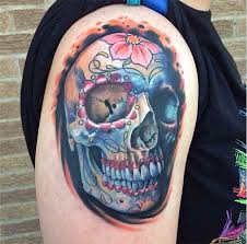 Black And White Realistic Sugar Skull Tattoo Realistic Sugar Skull Tattoo Sugar Skull Tattoos Skull Girl Tattoo Sugar Skull Girl Tattoo