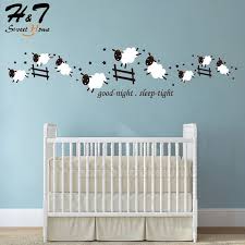 Cartoon Count Sheep Good Night Vinyl Wall Sticker Decal Kids Room Baby Nursery Good Night Sleep Tight Baby Room Sheep Vinyl Wall Stickers
