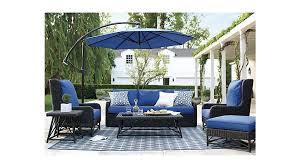 10 Round Sunbrella Mediterranean Blue Cantilever Patio Umbrella With Base Blue Patio Furniture Patio Set Cantilever Patio Umbrella