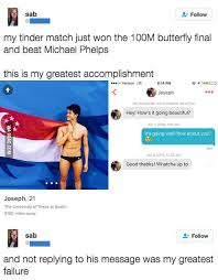 Singapore's man of the hour joseph schooling will have his national service (ns) enlistment date joseph can now set his sights on 2020 to defend his olympic title and win more national glory for. 9gag This Girl Ignored Joseph Schooling In Tinder Is Now Facebook