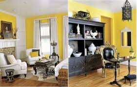 Not Huge On The Yellow Walls But Love The Black And White Maybe Reverse Chairs Black Wal Living Room White Black And White Living Room Black Living Room