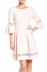 Eliza J Bell Sleeve Dress Regular Petite Fit And Flare Dress Blush Dresses Stylish Dresses