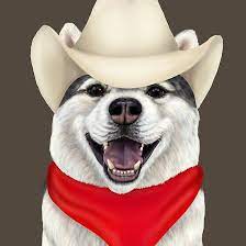 Cowboy Husky Western Dog Funny Cowboy Red Bandanna Cowboy