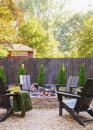 How To Make A Fire Pit Diy Fire Pit Hayneedle Polywood Adirondack Chairs Via Yellow Brick Home Backyard Fire Fire Pit Backyard Outside Fire Pits