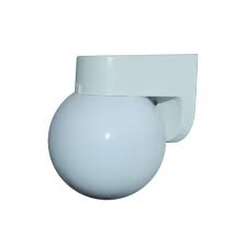 Polymer Products 1 Light White Outdoor Incandescent White Wall Bracket With 6 In Globe 1520 00600 Gi The Home Depot
