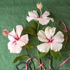 Hibiscus flowers are one of my top 3 easy flowers to get started with if you're new to paper flower making. May Member Make Crepe Paper Hibiscus Flowers Lia Griffith