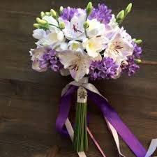 13 head artificial rose bouquet silk fake flowers leaf wedding party home decor. Orchid And Lilac Wedding Bouquet Handmade Flowers Oriflowers