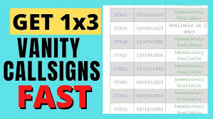 Find 1x3 Vanity Callsign Fast