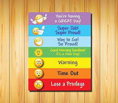 Printable Behavior Chart For Kids Color Coded Emojis 8x10