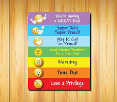 printable behavior chart for kids color coded emojis 8x10