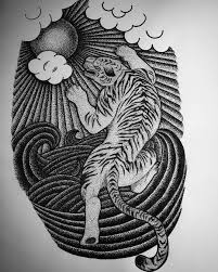 Cross tattoo represents different things to people. Nicolas Gut æ—¥å…‰ The Tiger In The Storm Dotwork And Crosshatching