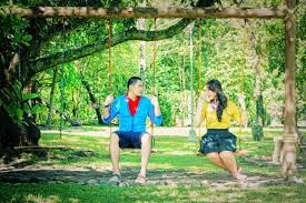 Pre Wedding Photo Stroll At The Park Blue And Yellow Colorful Theme Prenup Love Onetruelove Pre Wedding Photos Prenup Theme Themed Engagement Photos