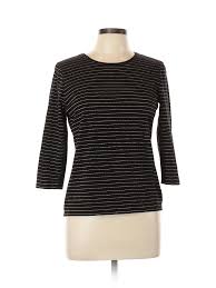 Details About Charter Club Women Black 3 4 Sleeve T Shirt Lg Petite