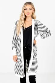 Black And White Striped Cardigan Secret To Success White Striped Cardigan In 2020 Striped Cardigan Cute Everyday Outfits Long Kurti Designs