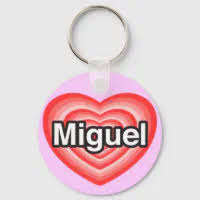 I love Miguel. I love you Miguel. Heart Keychain