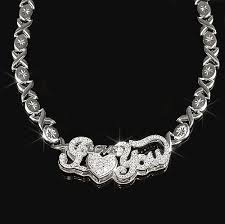 Wow This Xoxo Hugs And Kisses Stampado I Love You Name Necklace Chain Is Absolutely Dazzl Mens Silver Necklace Fancy Diamonds Sterling Silver Engagement Rings