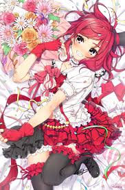 Look up the urasus skirt. Short Hair Redhead Anime Anime Girls Love Live Nishikino Maki Flowers Skirt Stockings Thigh Highs Hd Wallpapers Desktop And Mobile Images Photos