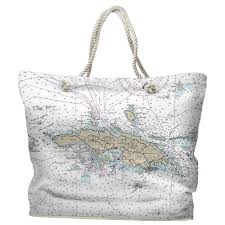 Usvi St Thomas Usvi Water Repellent Nautical Chart Tote