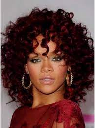 Natural Lace Front Curly Shoulder Length Rihanna Wigs Hair Color Auburn Curly Hair Styles Cherry Hair Colors