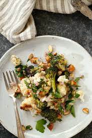 Roasted Cauliflower And Broccoli With Salsa Verde Recipe Recipe Roasted Cauliflower Roast Broccoli And Cauliflower Vegetable Recipes