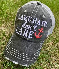Lake Hats Lake Hair Dont Care Lake Life Customize Etsy Trucker Cap Boat Hat Lake Hair Styles