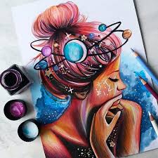 L Universo Non E Al Di Fuori Di Te Guarda Dentro Di Te Figlia Universo Arte Con Acquerelli Universo Arte Disegni Artistici