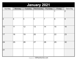 Free Blank January Calendar 2021